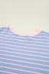 Slouchy Striped Contrast Trim Oversized Loungewear Pullover Top
